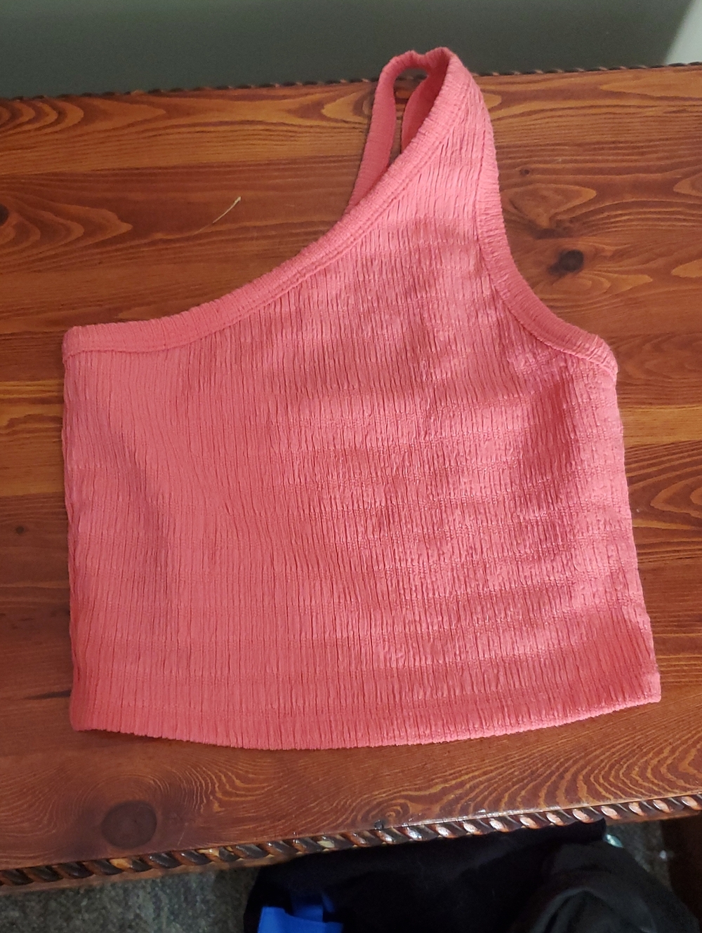 American Eagle Outfitters One-Shoulder Pink Textured Crop Top Size Small
